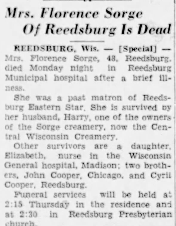 Obituary for Florence Sorge (Aged 43)
